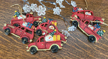 Snowman Riding in Cars Ornaments