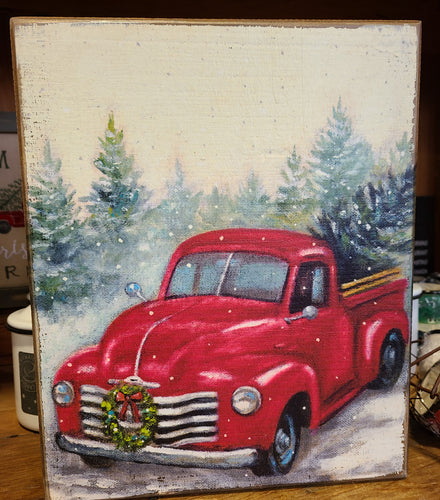 Vintage Red Truck Block