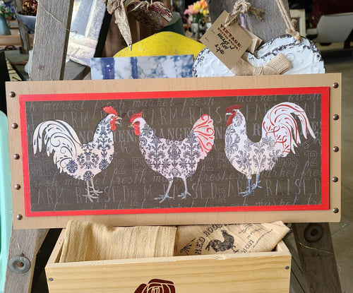 Trio of Roosters Plaque