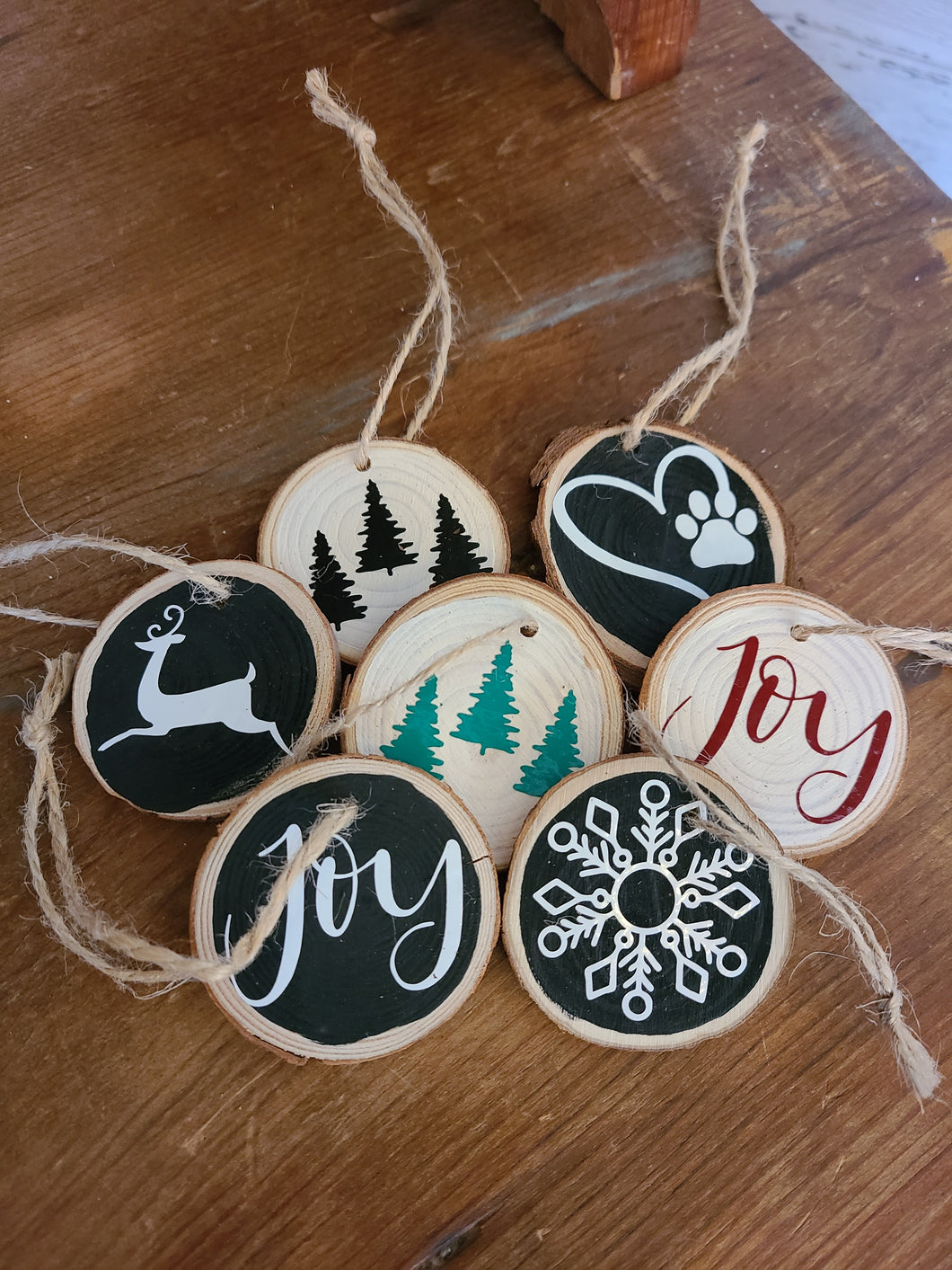 Small Wood Disc Ornaments
