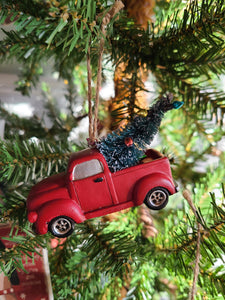 Truck and Wagon with Tree Ornaments