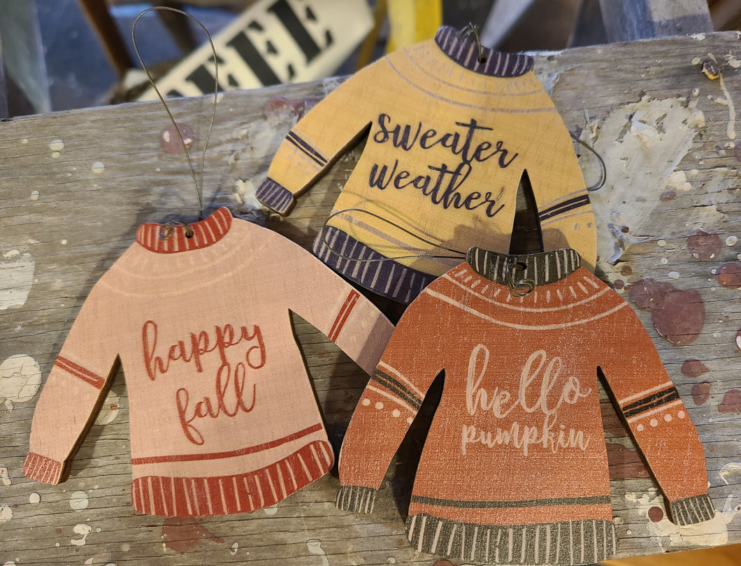 Sweater Weather Wooden Ornament Set