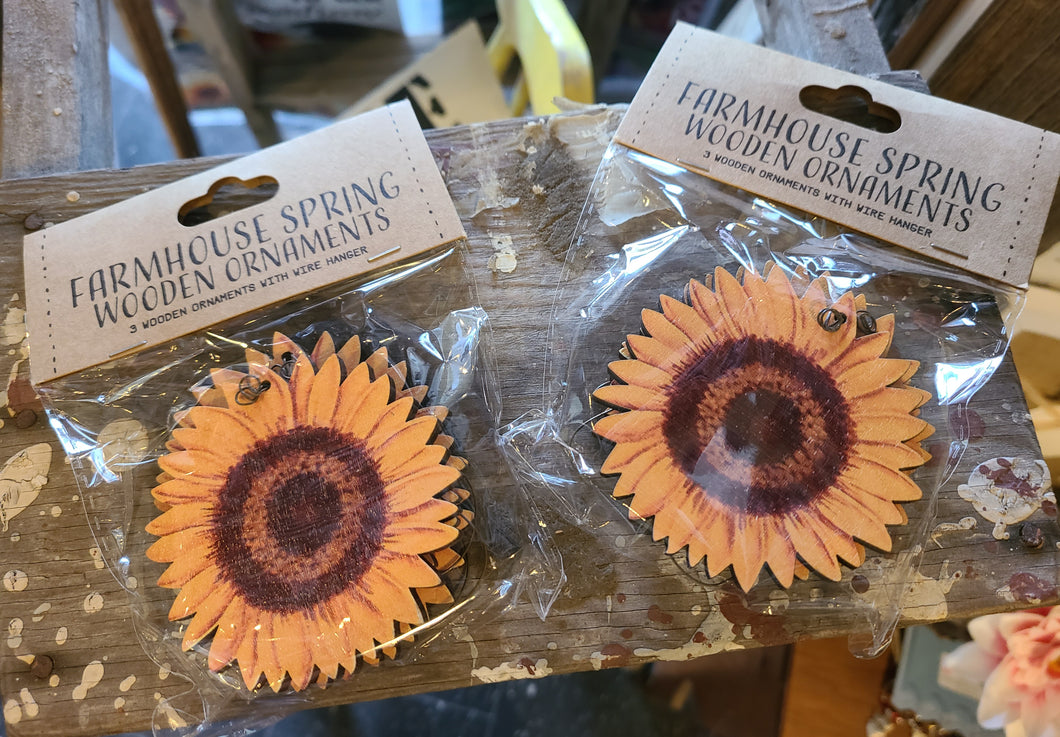 Wooden Sunflower Ornaments