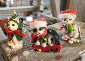 Dogs and Cats with Lights and Hats Ornaments