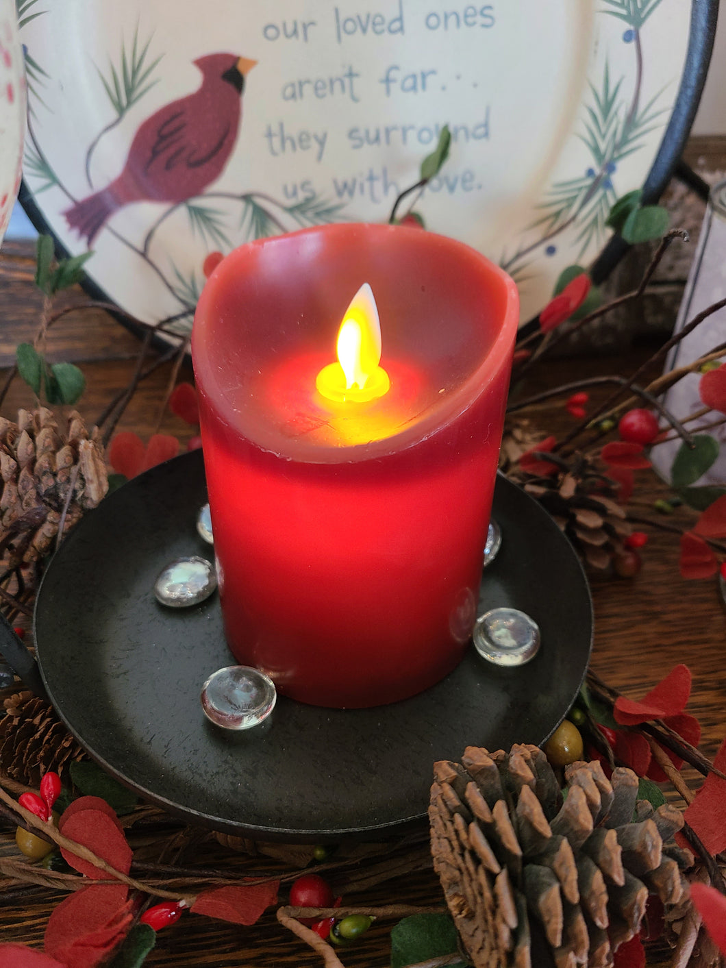 Burgundy LED Pillar Candle with Timer