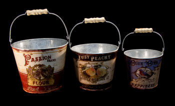 Vintage Buckets with Handles, assorted sizes